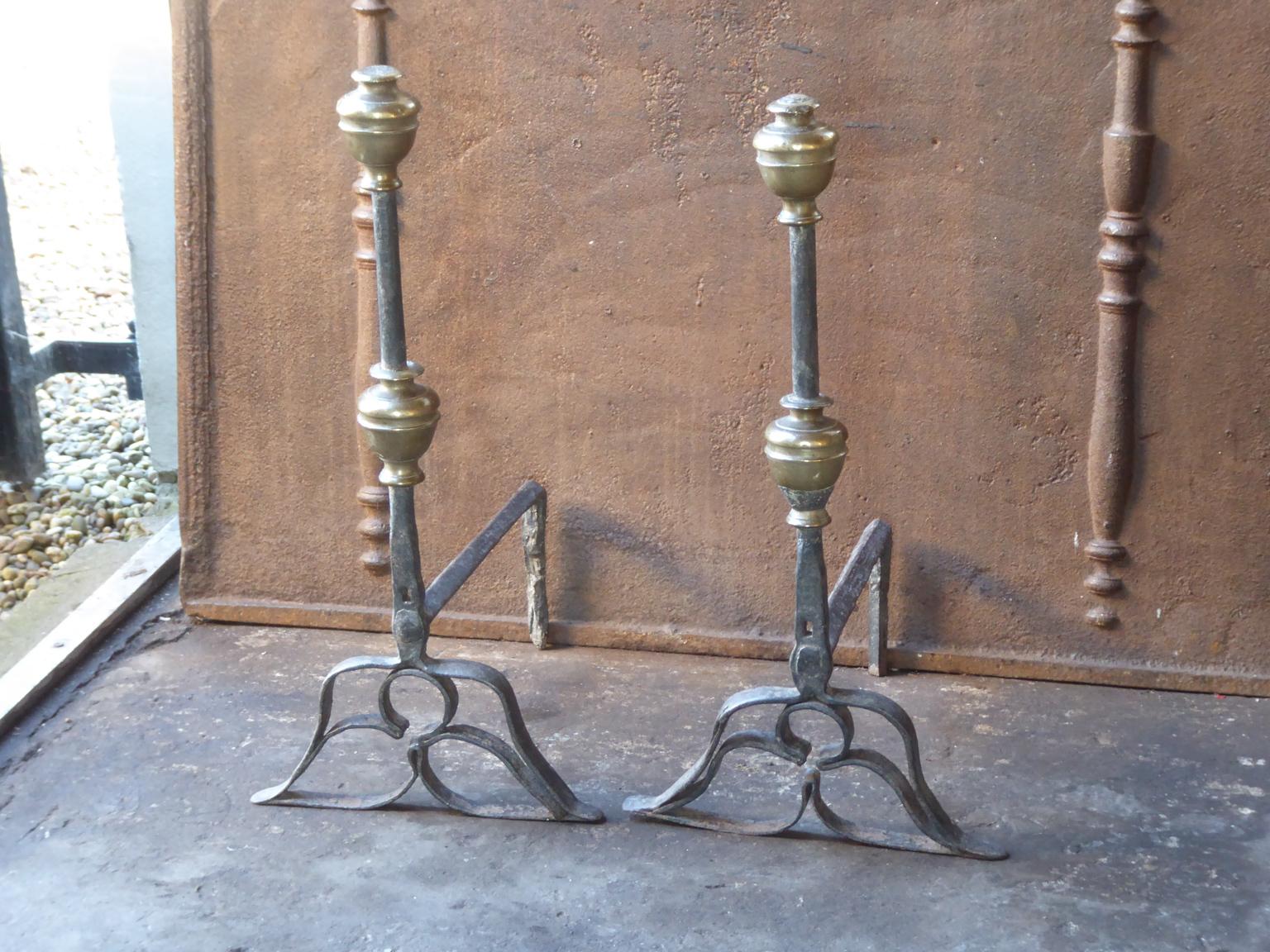 16th-17th Century Dutch Renaissance Andirons or Firedogs In Good Condition In Amerongen, NL