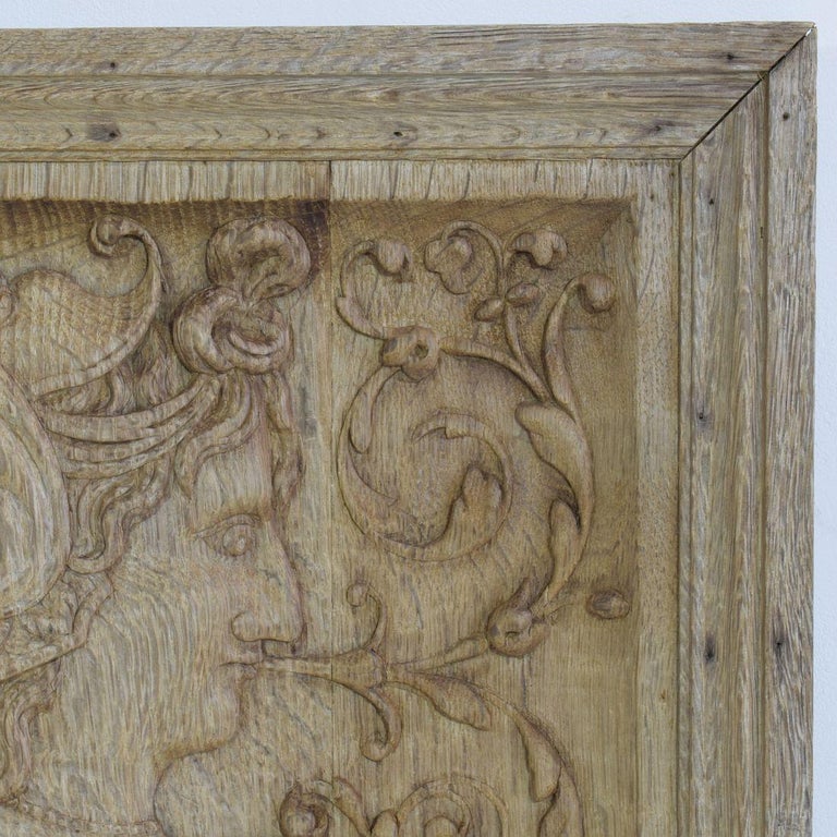 16th-17th Century French Carved Oak Panel with a Helmed Figure at 1stDibs
