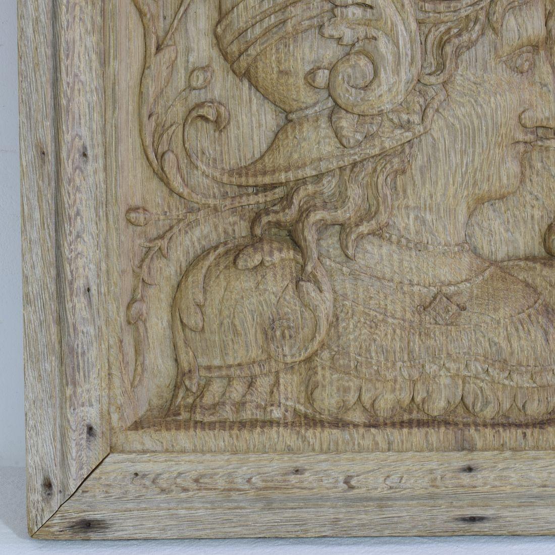 16th-17th Century French Carved Oak Panel with a Helmed Figure 5