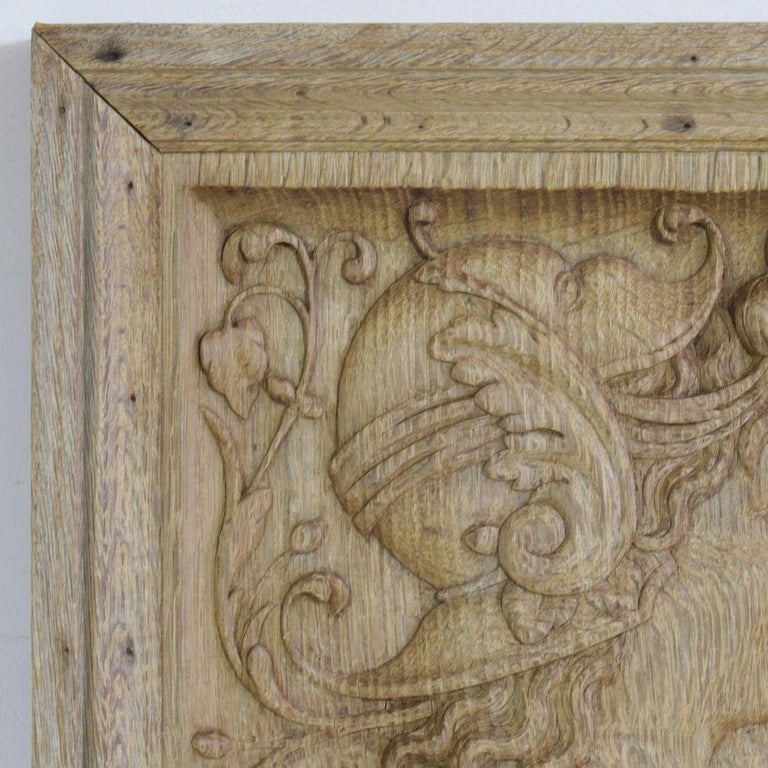 16th-17th Century French Carved Oak Panel with a Helmed Figure at 1stDibs