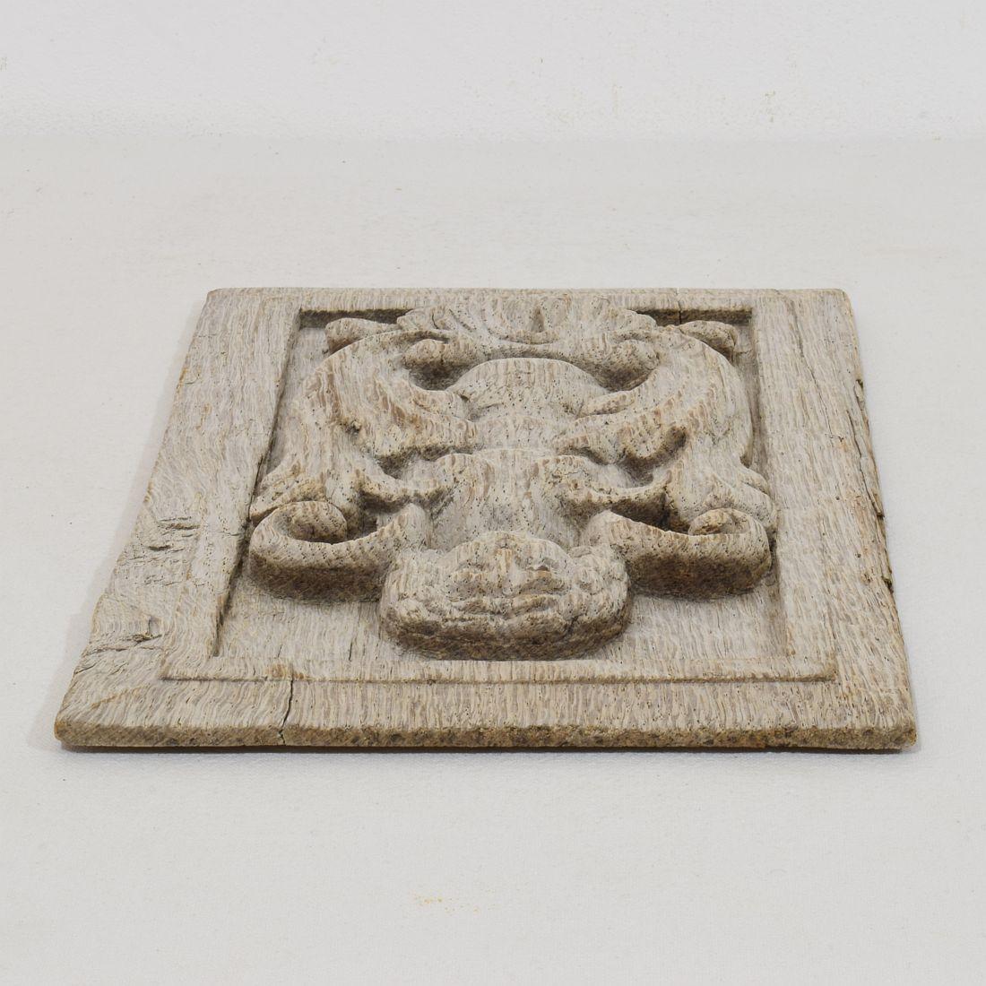 Pannello di Oak francese del XVI-XVII secolo intagliato con figura di angelo in vendita 2