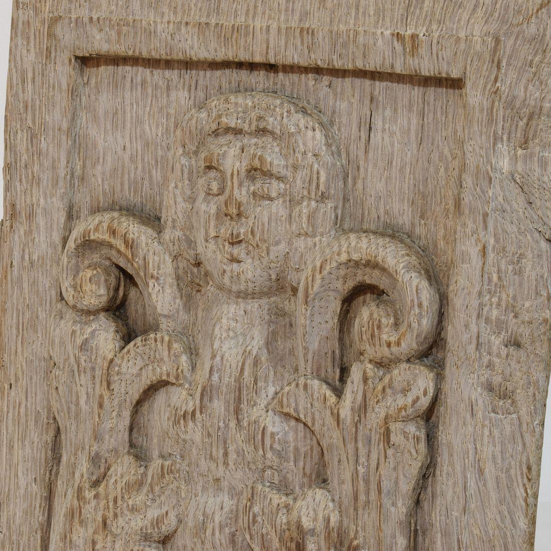 Pannello di Oak francese del XVI-XVII secolo intagliato con figura di angelo in vendita 3