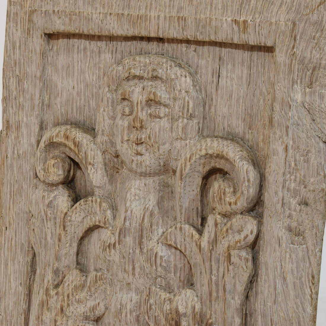 16th-17th Century French Carved Oak Panel with an Angel Figure For Sale 6