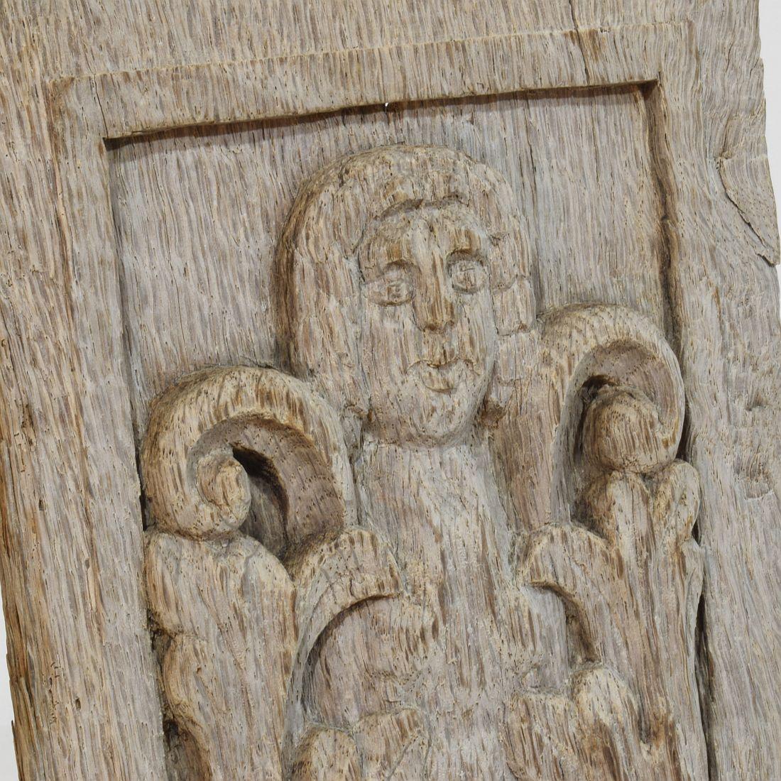 Panneau en chêne sculpté français du 16e-17e siècle avec une figure d'ange en vente 6