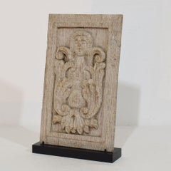 16th-17th Century French Carved Oak Panel with an Angel Figure