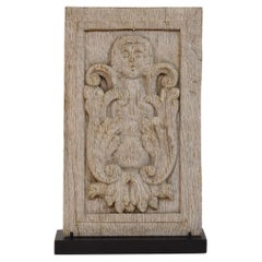 16th-17th Century French Carved Oak Panel with an Angel Figure