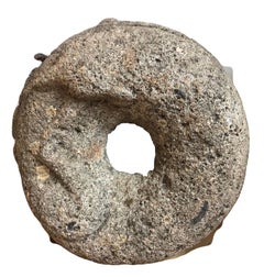 16th-17th Century French Circular Salt Granite Grinder Featuring a Sleeping Fox