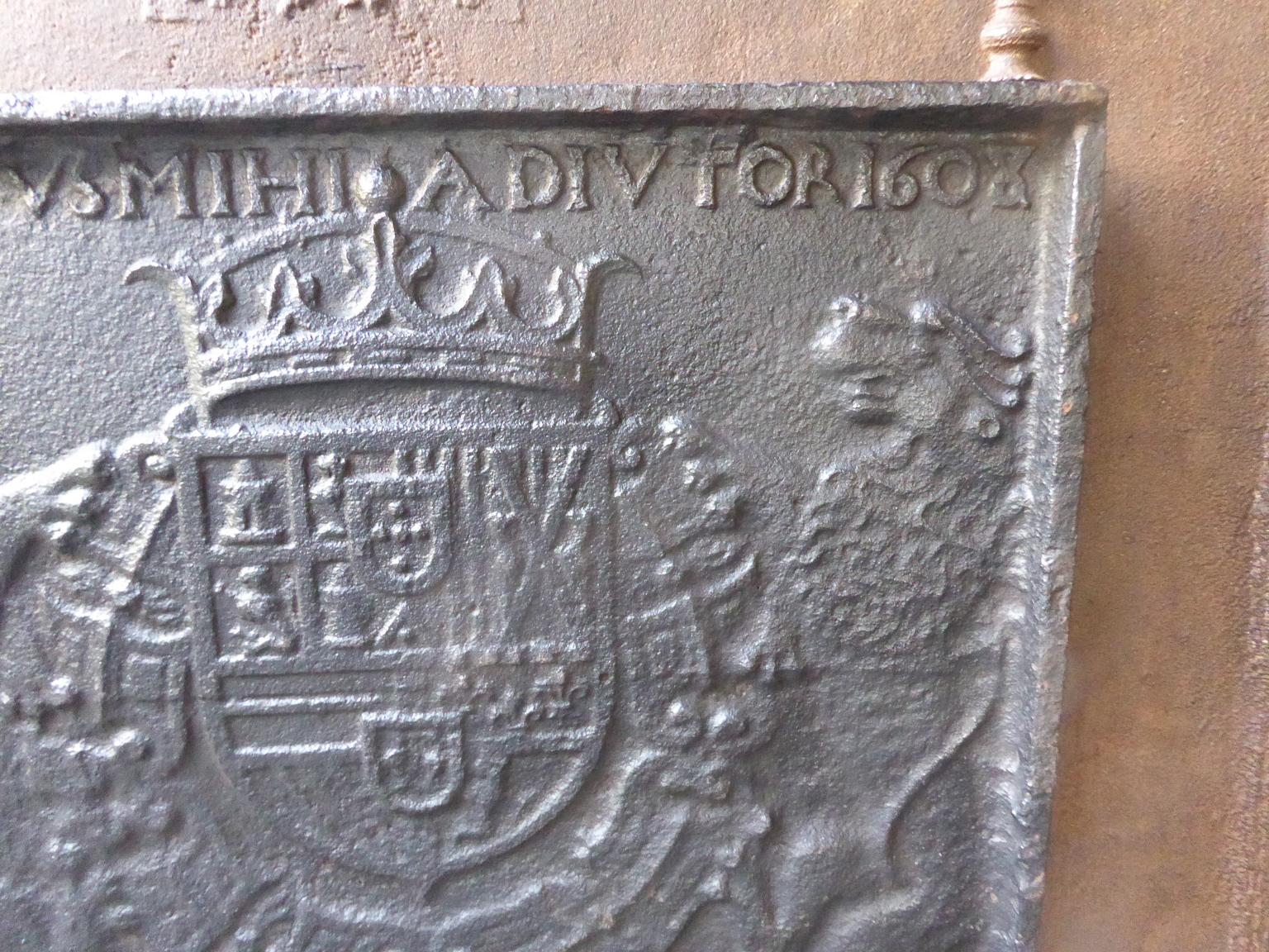 Louis XIV 16th-17th Century French 'Coat of Arms of Philip III of Spain' Fireback