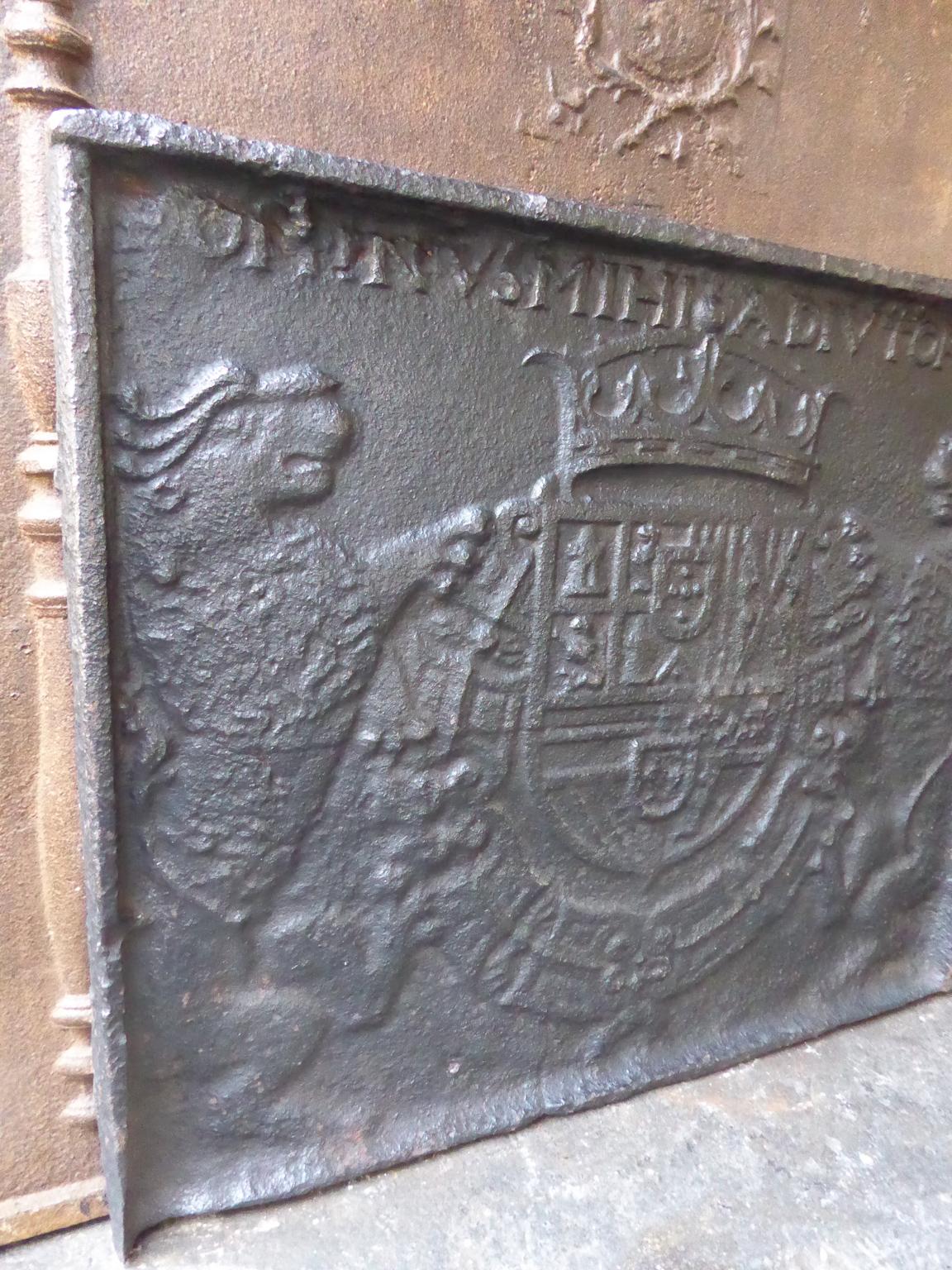 16th-17th Century French 'Coat of Arms of Philip III of Spain' Fireback 2