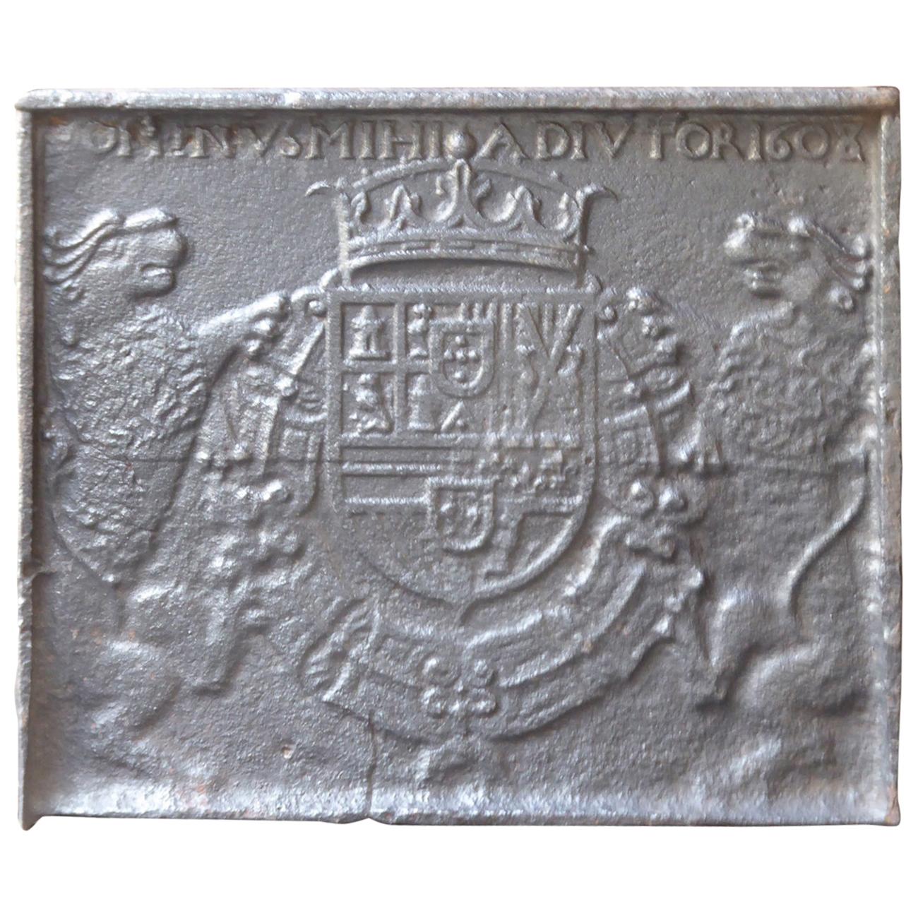 16th-17th Century French 'Coat of Arms of Philip III of Spain' Fireback