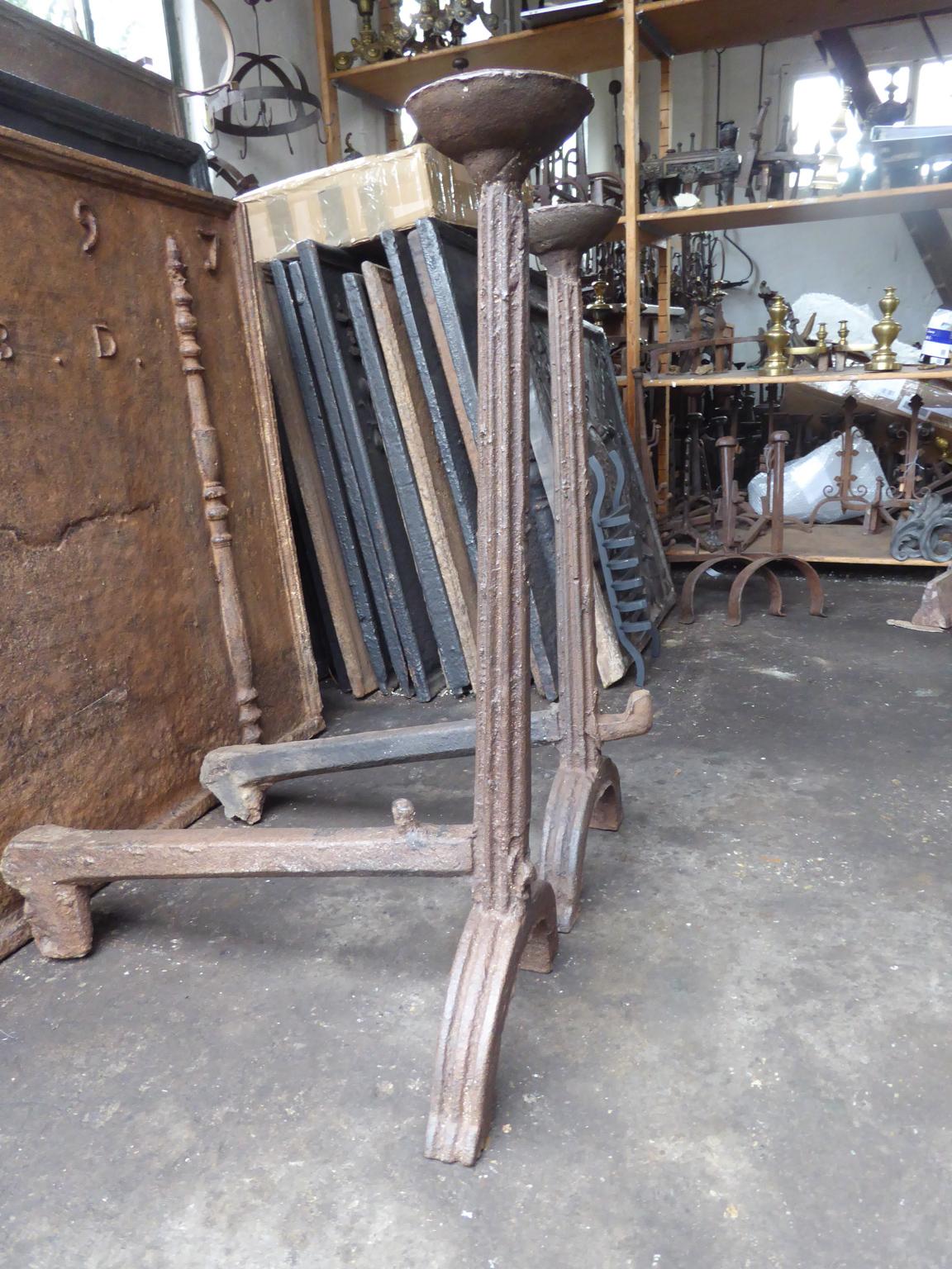 16th-17th Century French Gothic Andirons or Firedogs For Sale 5