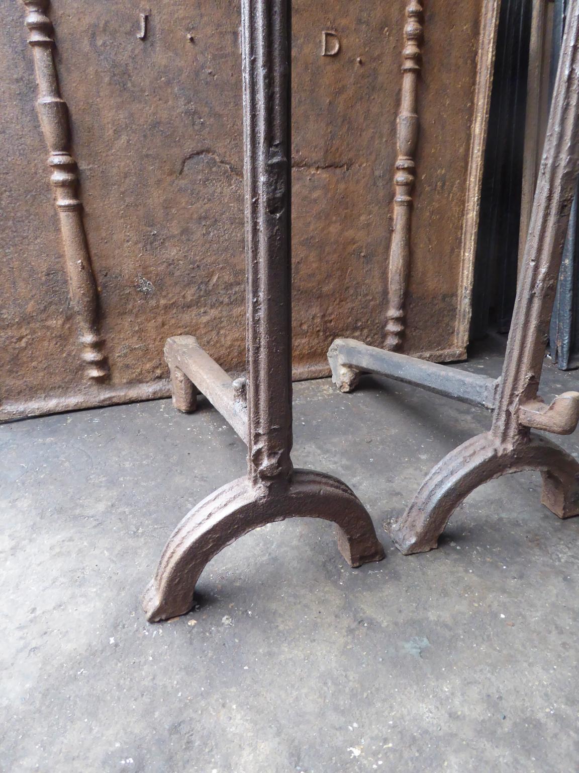 16th-17th Century French Gothic Andirons or Firedogs For Sale 2