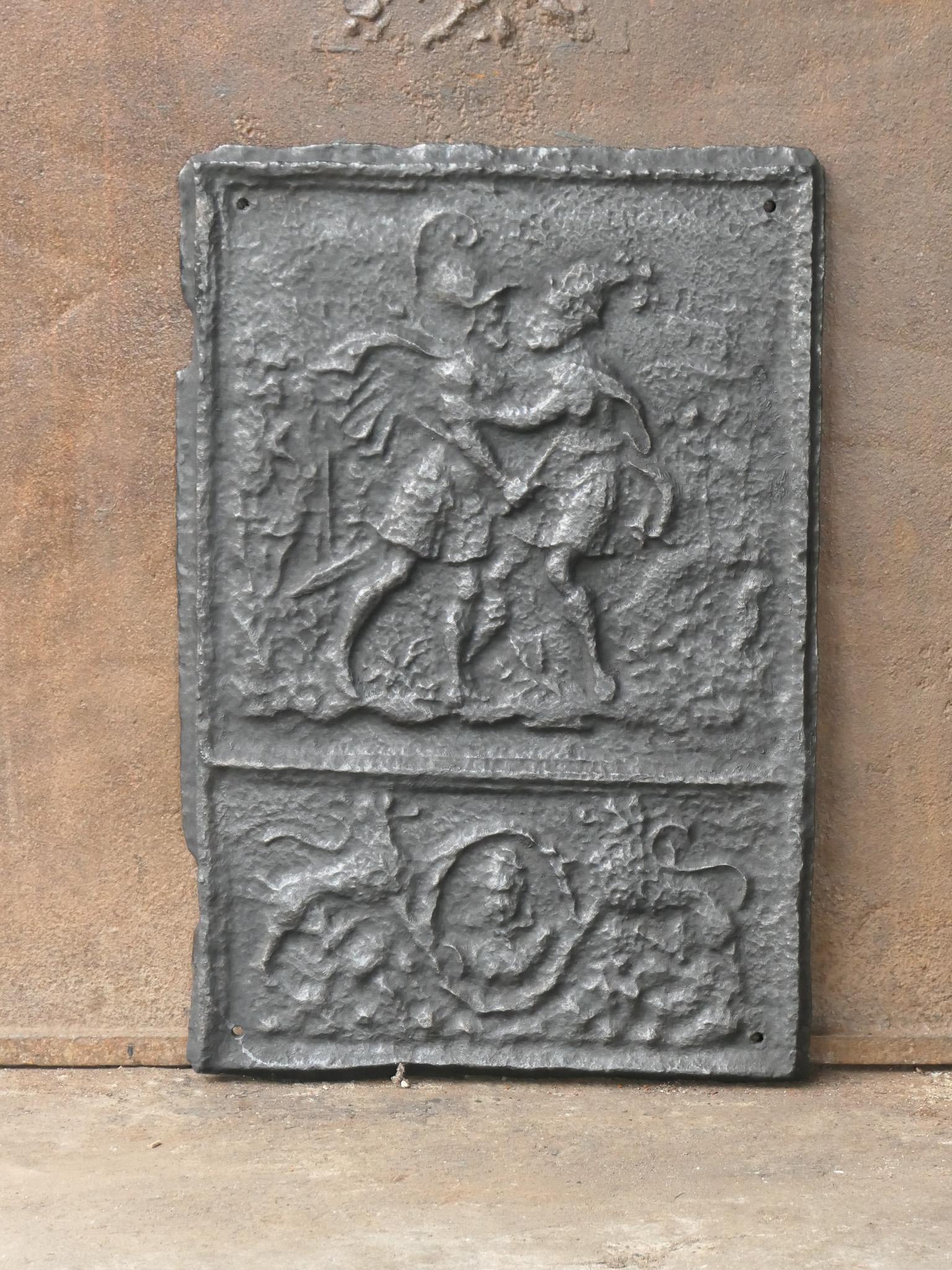 16th - 17th century Gothic style German fireback depicting Joab and Abner. 

After King Saul’s death, his army commander Abner supported Saul’s son Ish-bosheth as king over Israel, while Joab led the army of David, who ruled over Judah. A power