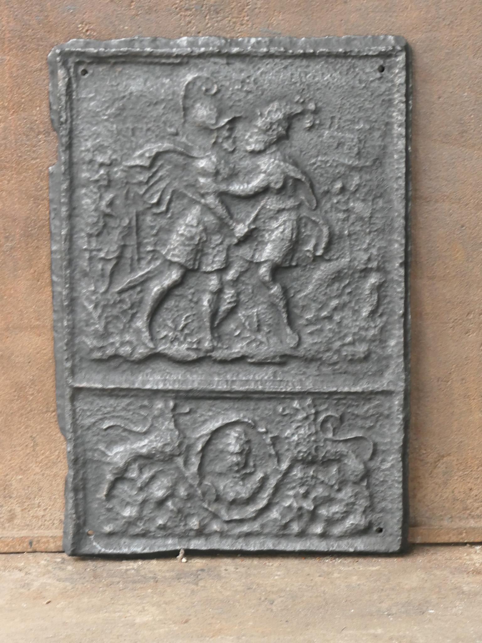 Cast 16th - 17th Century German Gothic 'Joab and Abner' Fireback / Backsplash For Sale