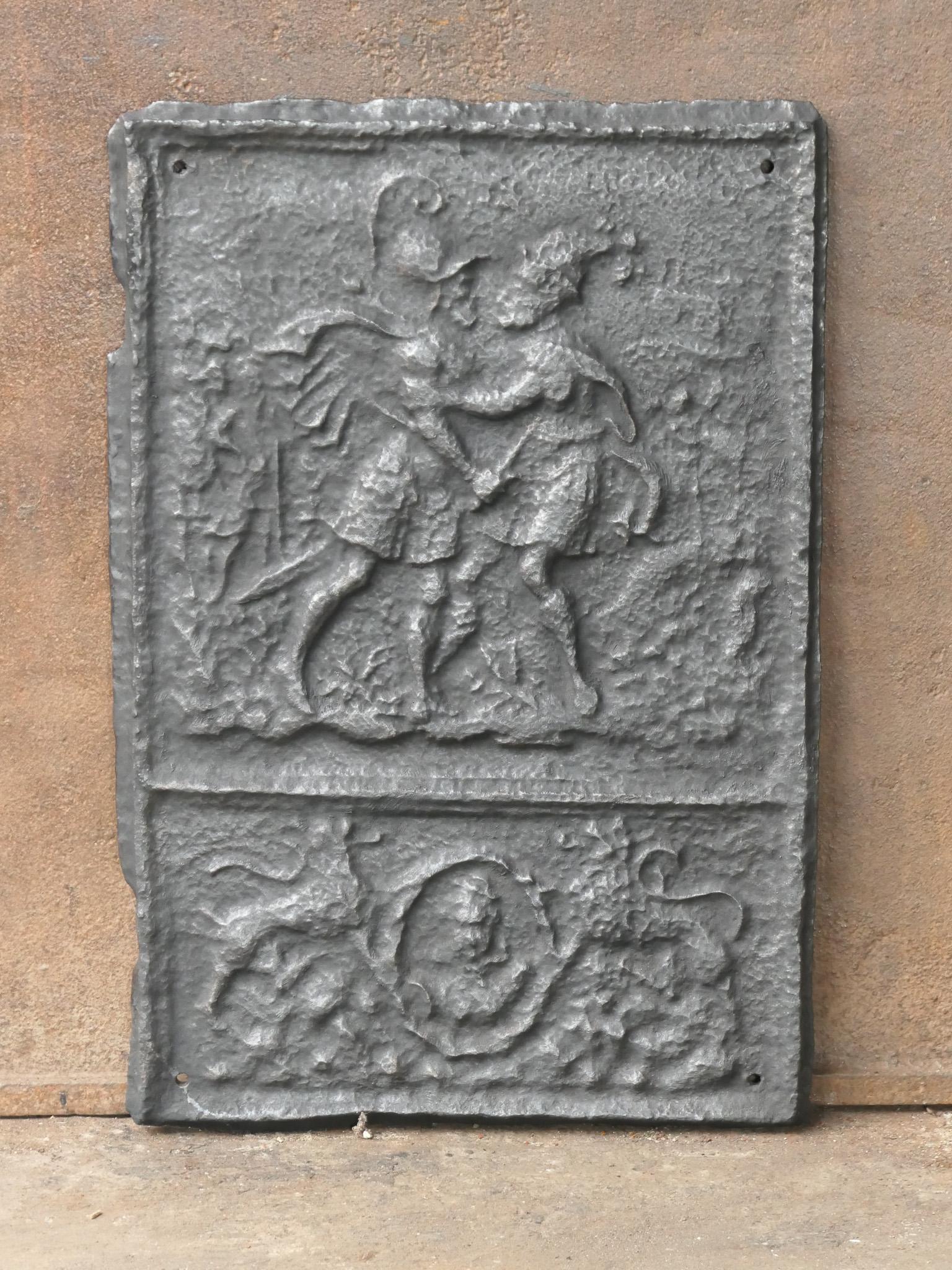 16th - 17th Century German Gothic 'Joab and Abner' Fireback / Backsplash In Good Condition For Sale In Soest, NL