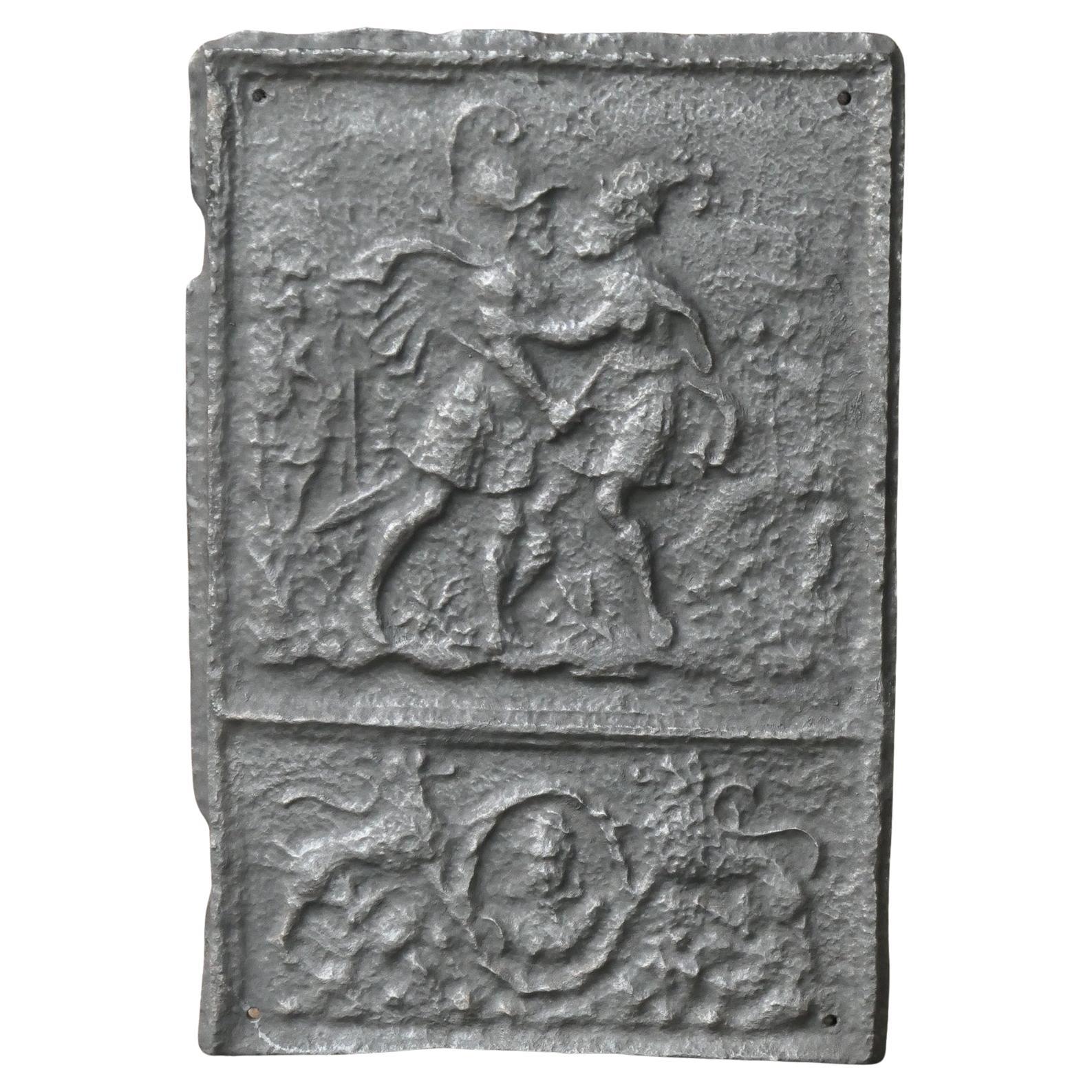 Plaque de cheminée / arrière-plan gothique allemande du 16e - 17e siècle « Joab and Abner »