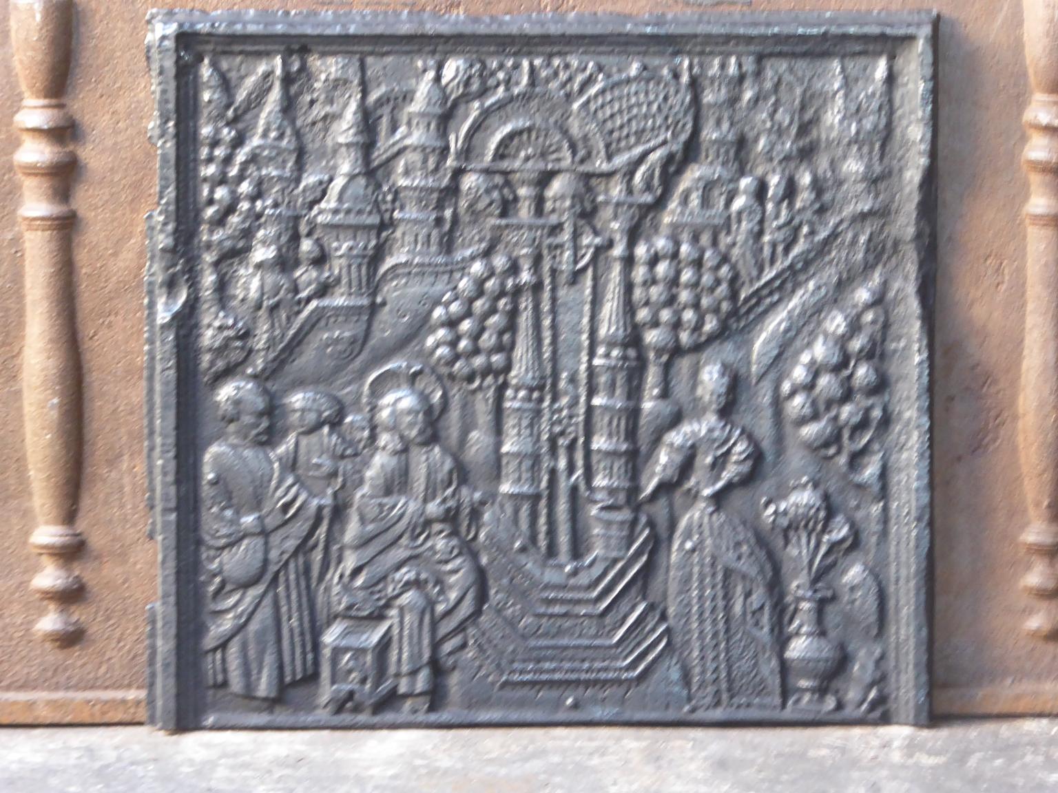 16th-17th century German Gothic fireback with Jezus and a Samaritan woman at the Jacobian well.



 