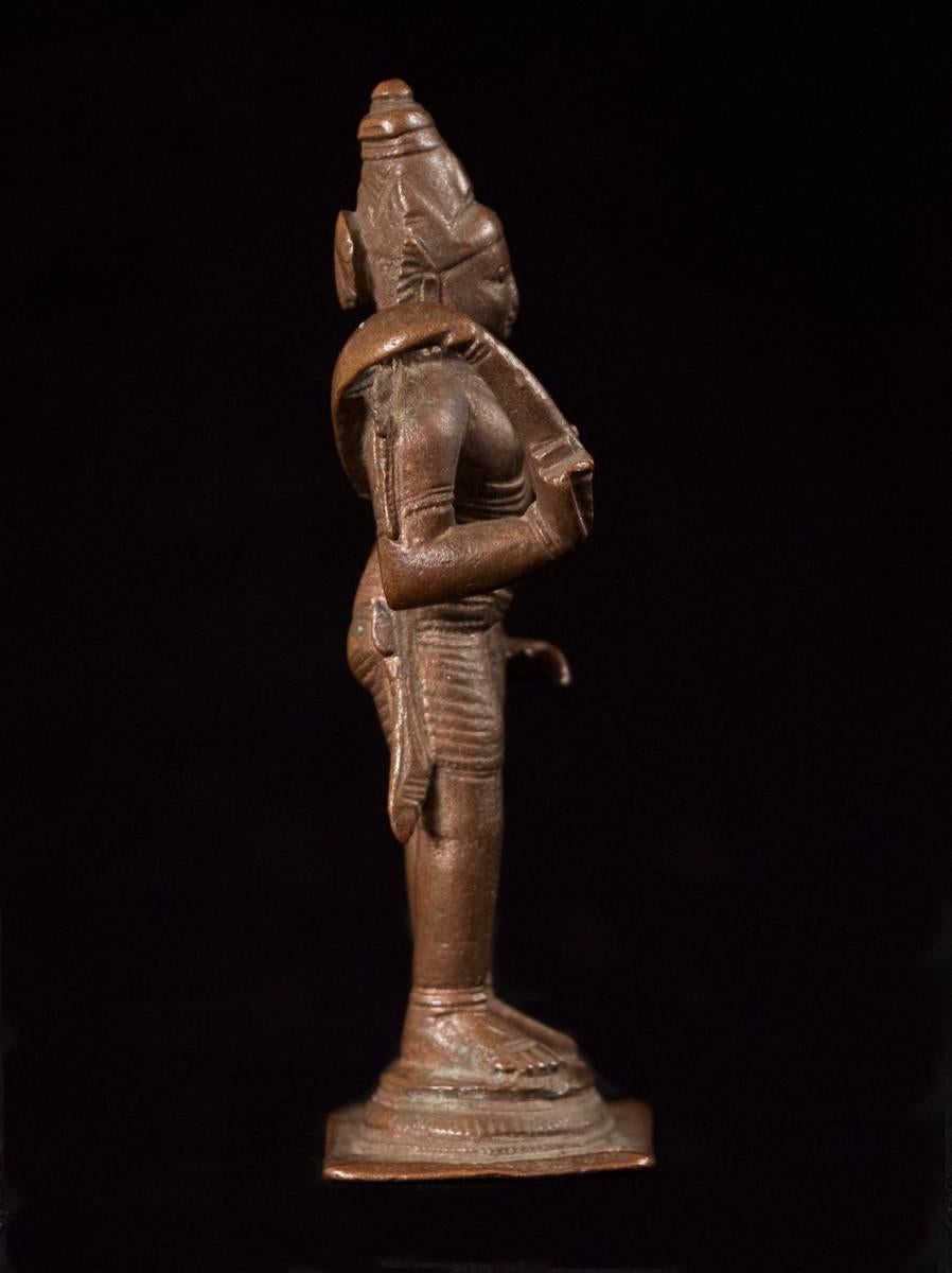 Indien Figure du seigneur Vishnu en bronze coulé à la cire perdue du 16e-17e siècle, Inde