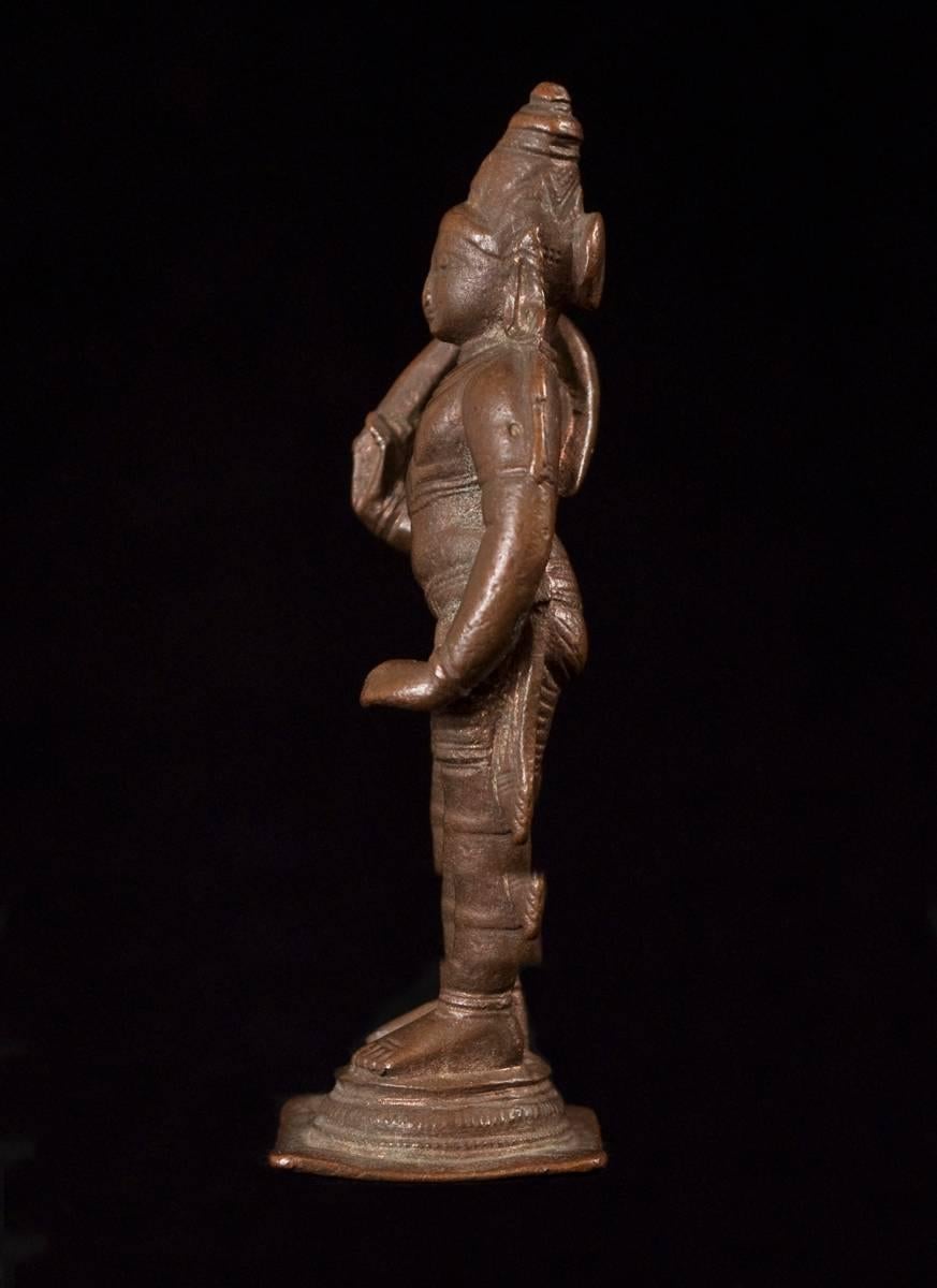 Moulage Figure du seigneur Vishnu en bronze coulé à la cire perdue du 16e-17e siècle, Inde