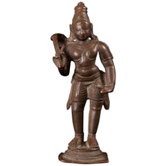Figure du seigneur Vishnu en bronze coulé à la cire perdue du 16e-17e siècle, Inde