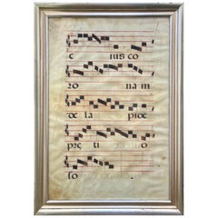 16th/17th Century Spanish Gregorian Chant Manuscript Leaf Vellum in Glazed Frame