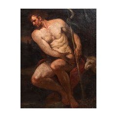 16th-17th Century St. John Baptist Painting Oil on Canvas by Bertolotto