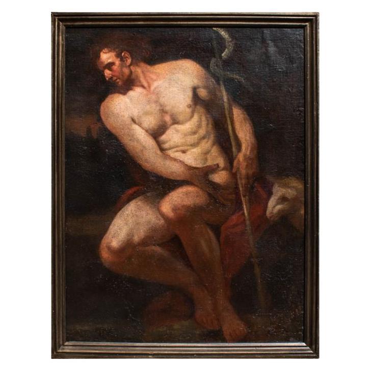 16th-17th Century St. John Baptist Painting Oil on Canvas by Bertolotto