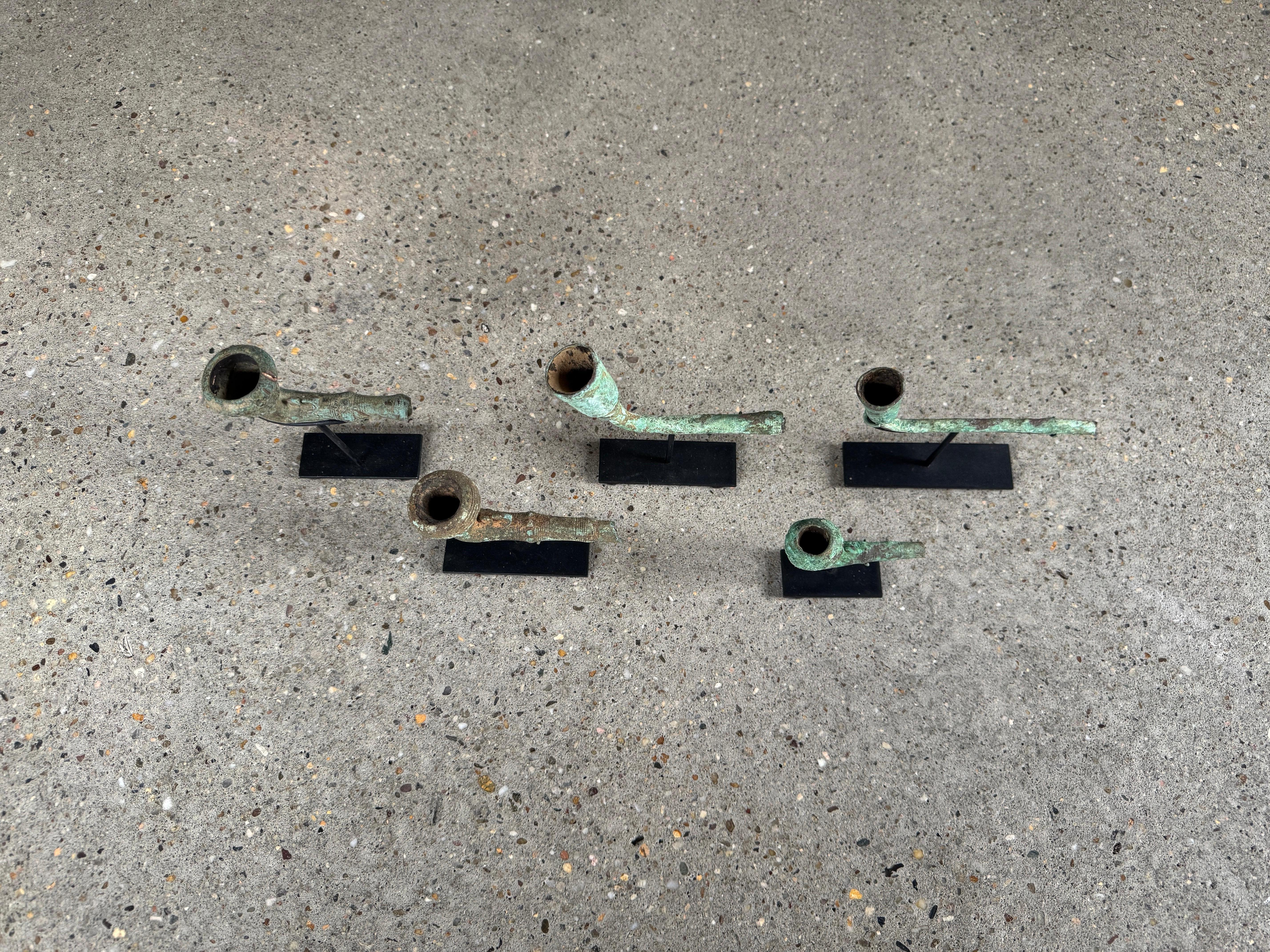 18th Century and Earlier 16th-18th Century Bronze Pipe Heads excavated from Central Highlands, Vietnam For Sale