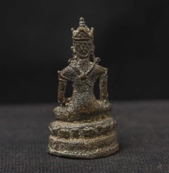 16th-18thC Thai Solid Cast Bronze Crowned Buddha