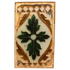 16th Antique Framed Tile Made with Cuerda Seca Technique