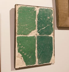 16th Antique Panel of Glazed Green Tiles with Original Patina