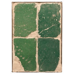 16th Antique Panel of Glazed Green Tiles with Original Patina