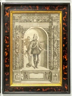 16th-C. Engravings of Nobility Framed in England in Faux Tortoise Frames, S/12