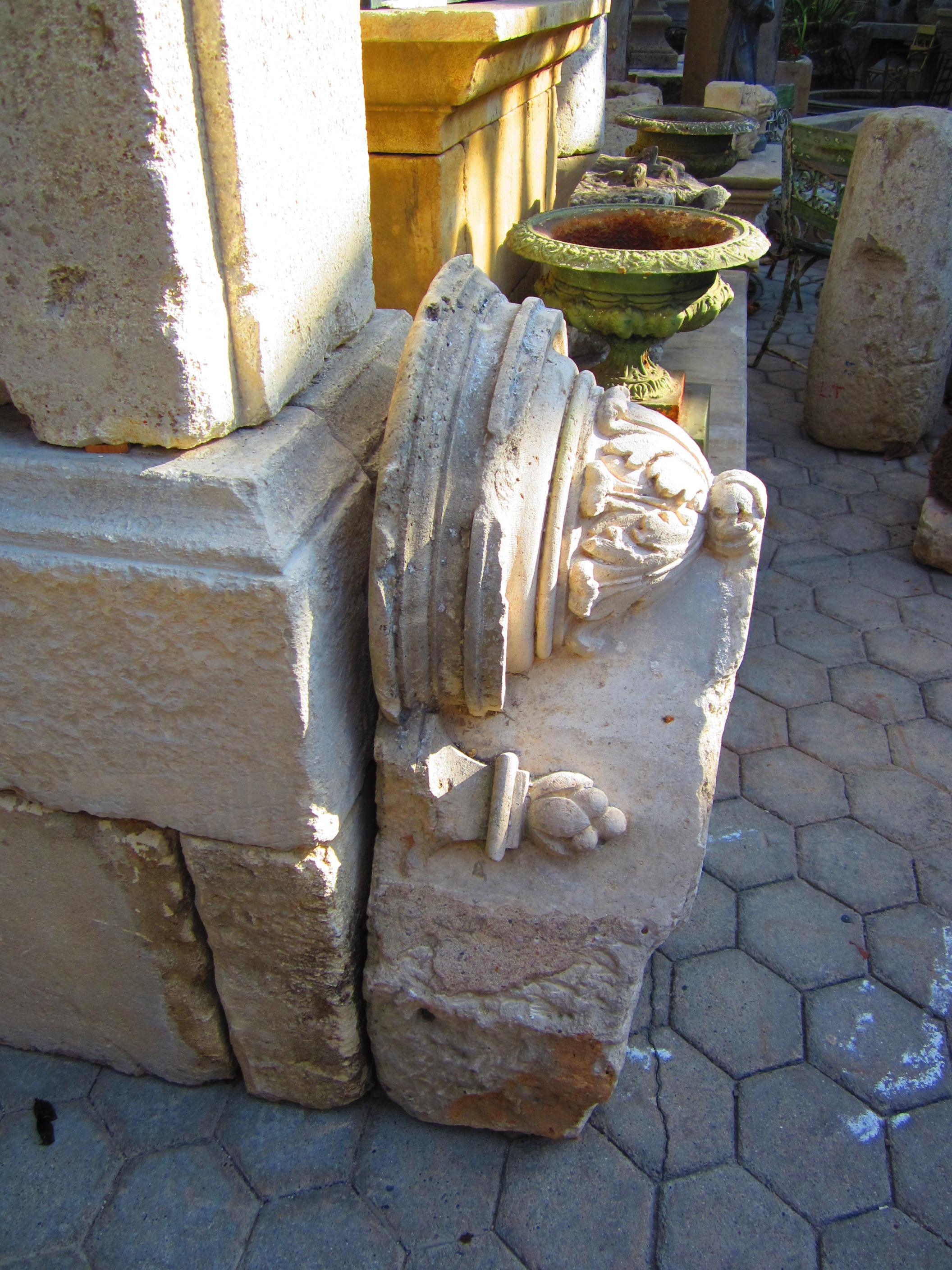 Hand Carved Stone Garden coffee side table base pedestal Antiques Los Angeles CA For Sale 1