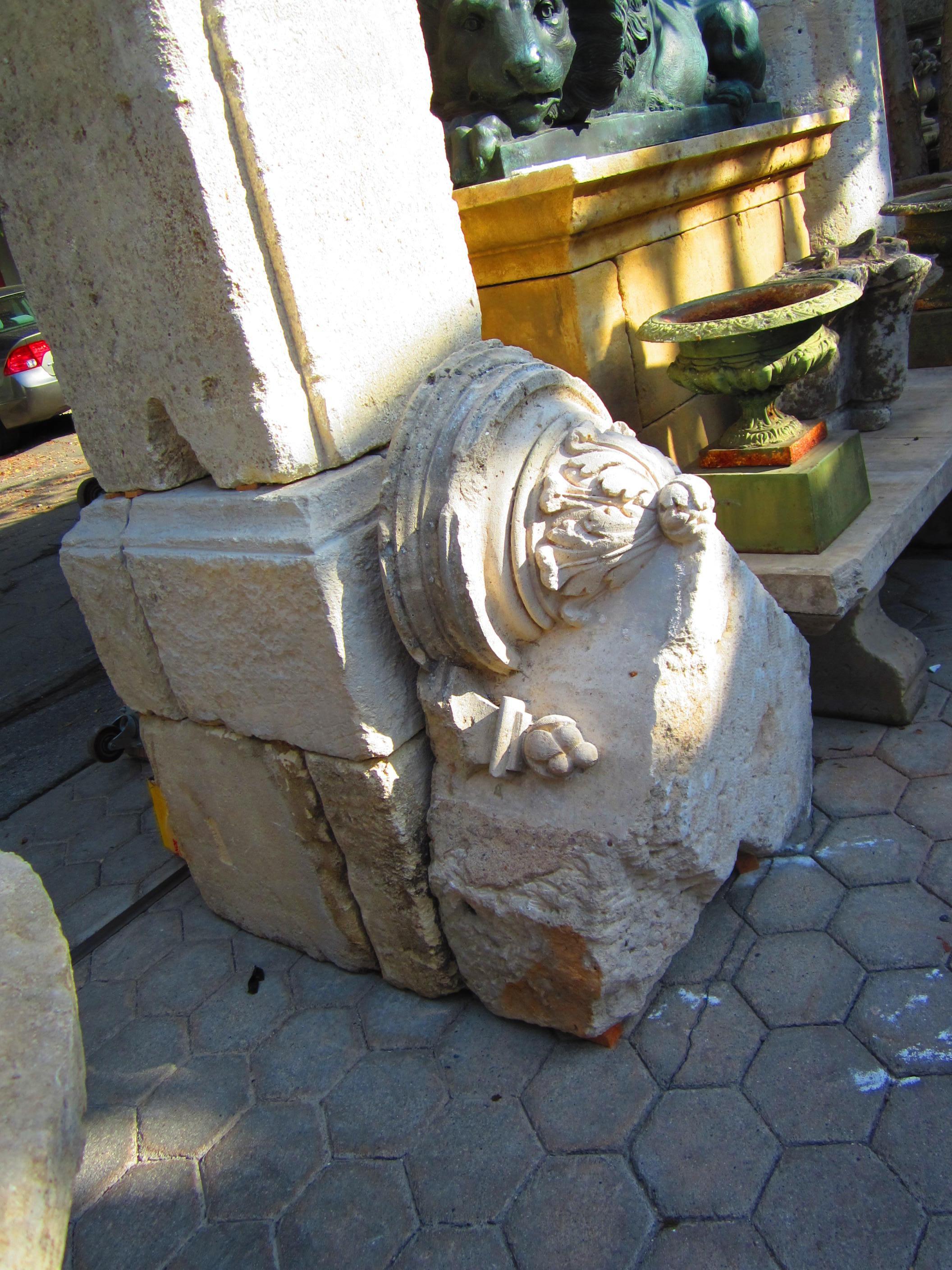 Hand Carved Stone Garden coffee side table base pedestal Antiques Los Angeles CA For Sale 3