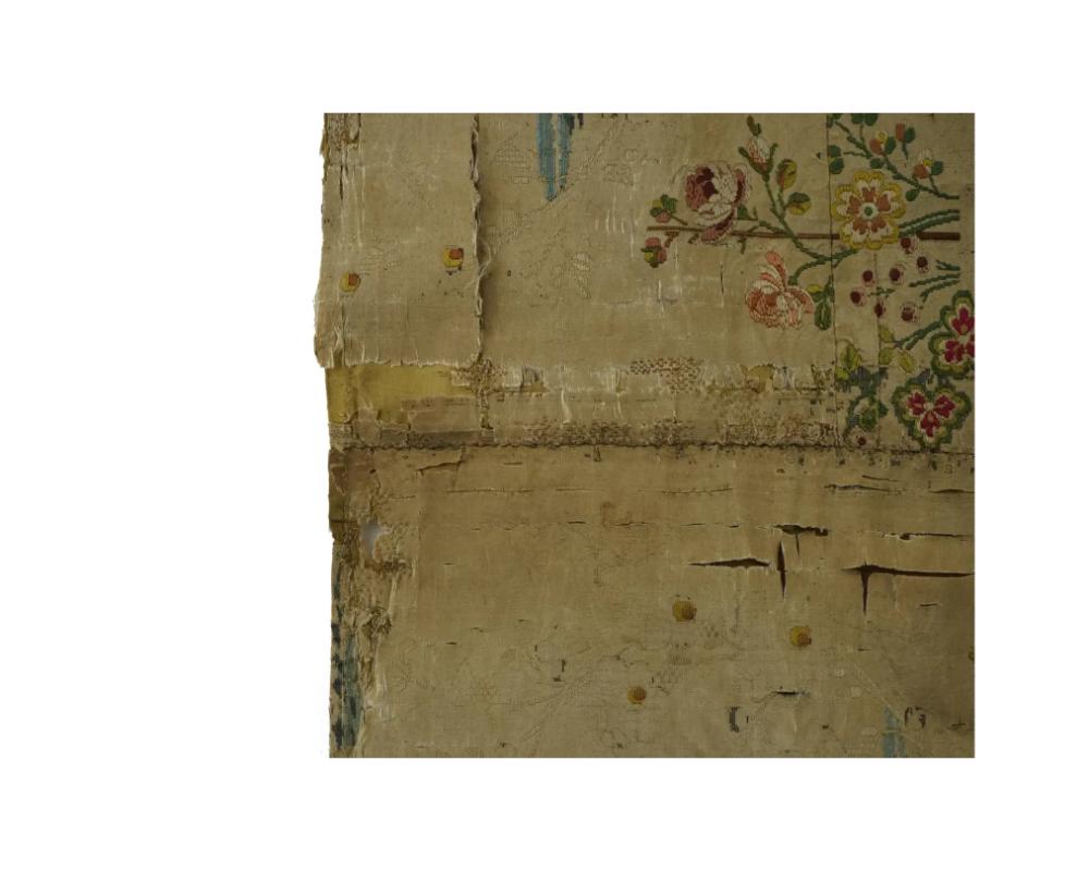 16Th C Italian Hand Embroidered Silk Wall Hanging For Sale 2
