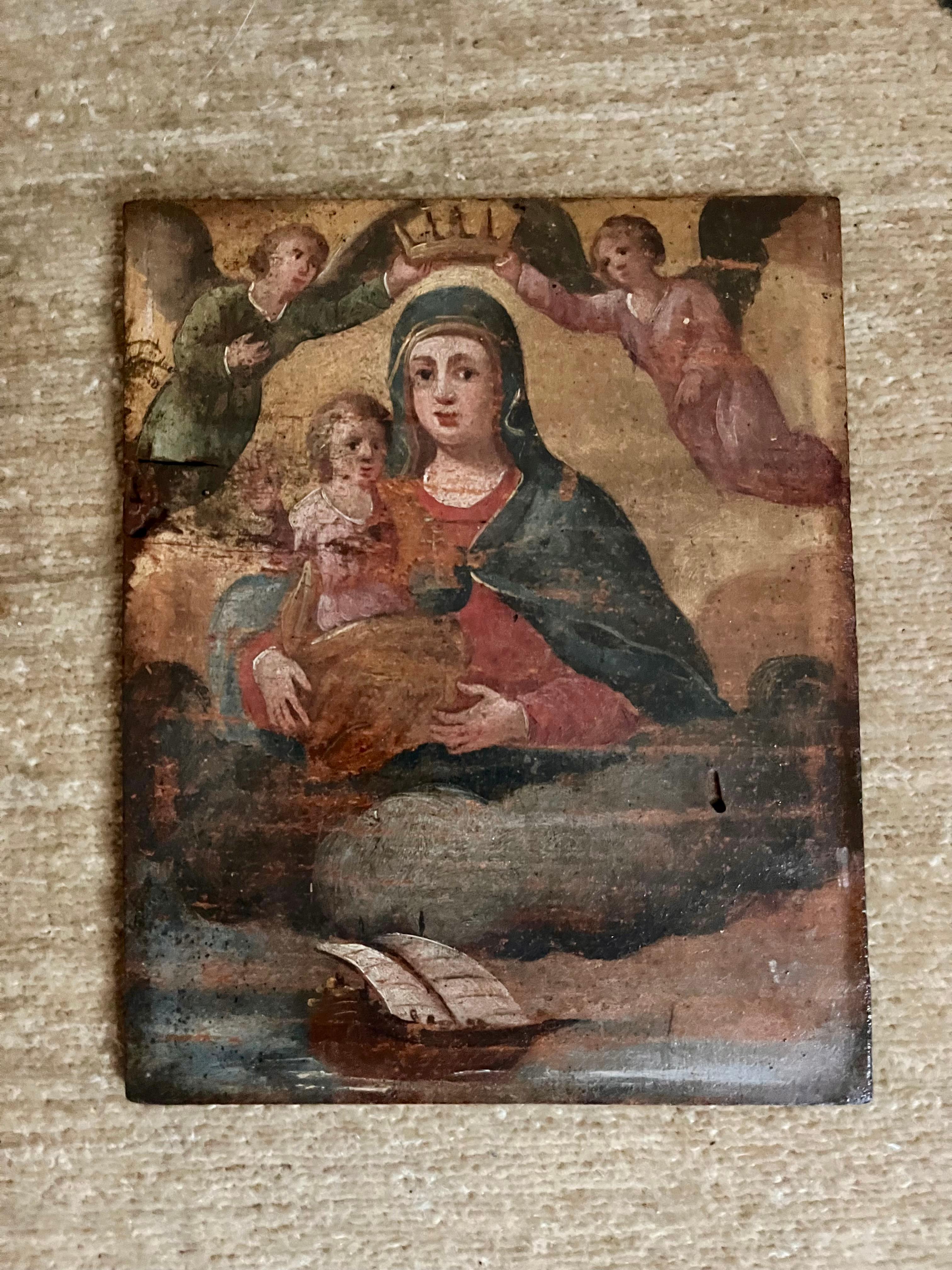 16th C. Portuguese Renaissance Painting “Our Lady of Navigators”. For Sale 4