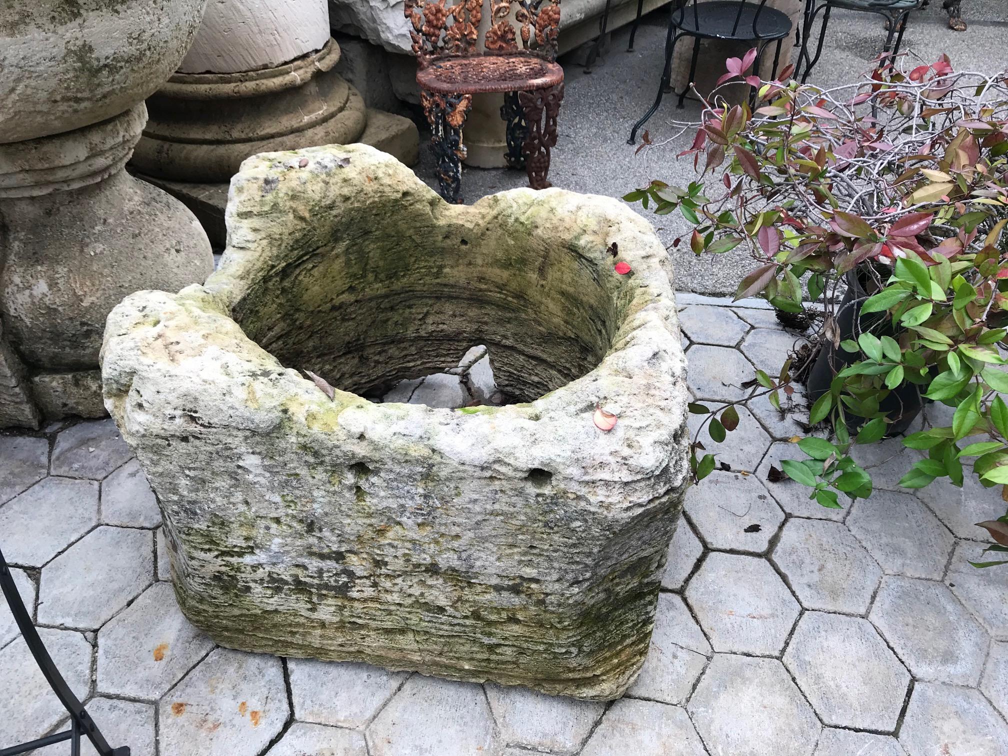 Wellhead Hand Carved Stone Container Planter Basin Antiques Cachepot Melrose ave 5
