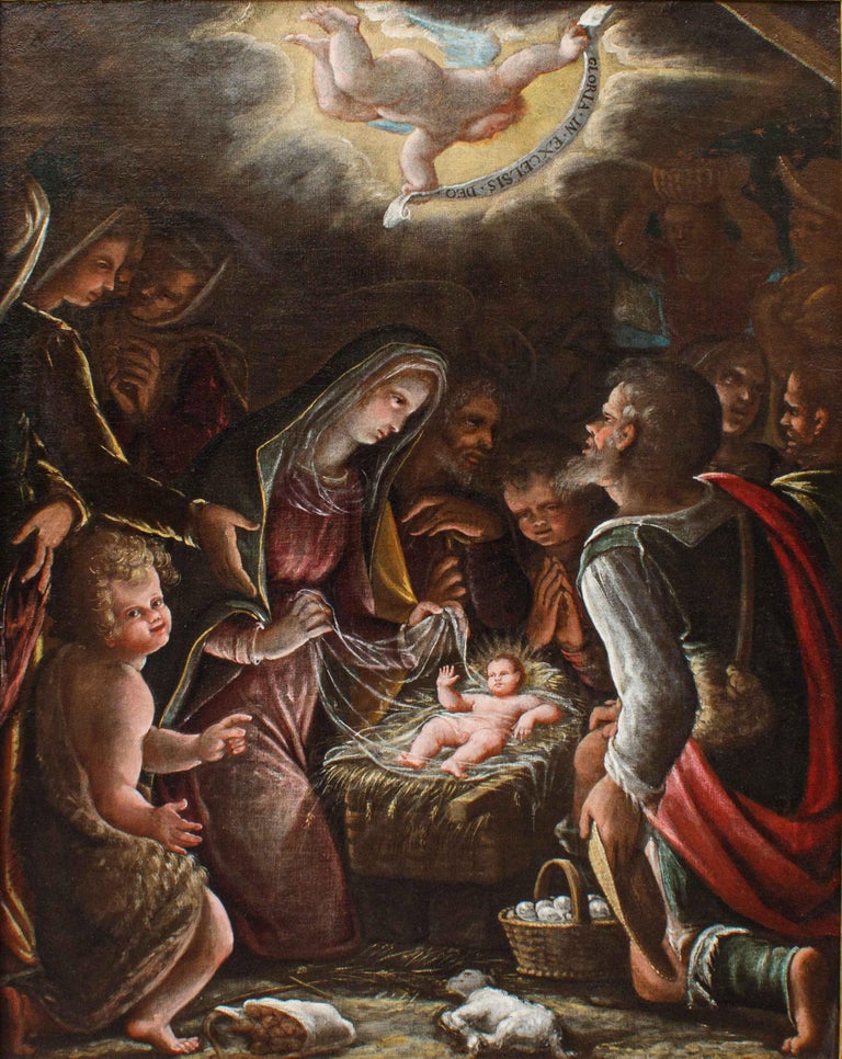 16th Century Adoration of the Shepherds Painting Attributed to Luca ...
