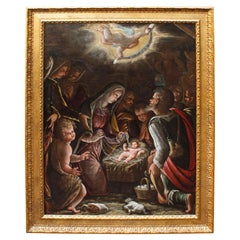 16th Century Adoration of the Shepherds Painting Attributed to Luca Cattapane