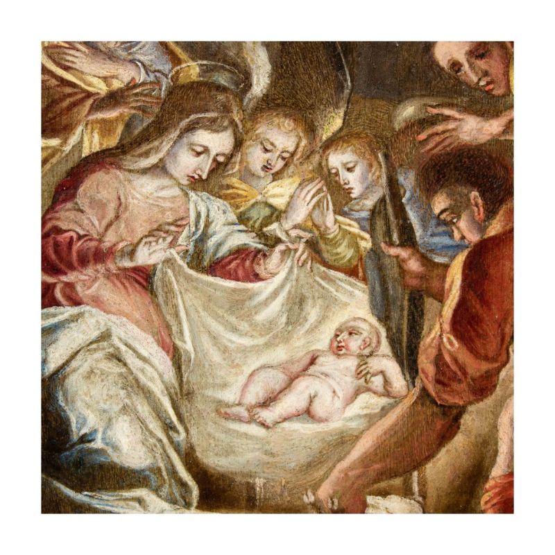 16th Century Adoration of The Shepherds Painting Oil on Copper For Sale 4