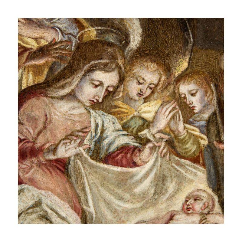 16th Century Adoration of The Shepherds Painting Oil on Copper For Sale 5