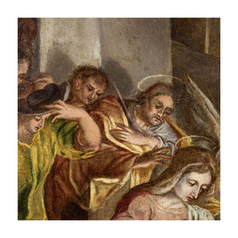16th Century Adoration of The Shepherds Painting Oil on Copper For Sale 6