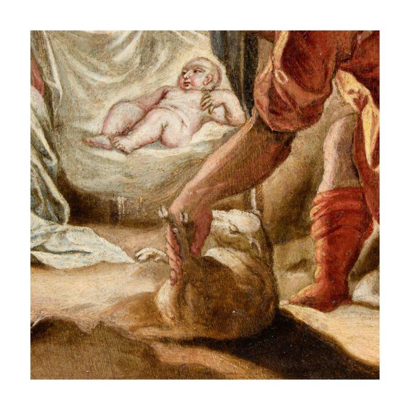16th Century Adoration of The Shepherds Painting Oil on Copper For Sale 8
