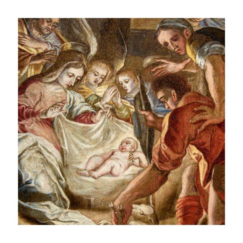 16th Century Adoration of The Shepherds Painting Oil on Copper For Sale 9