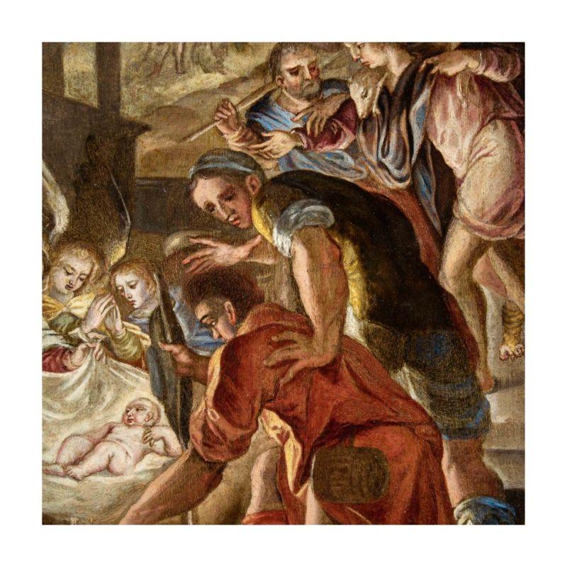 16th Century Adoration of The Shepherds Painting Oil on Copper For Sale 11