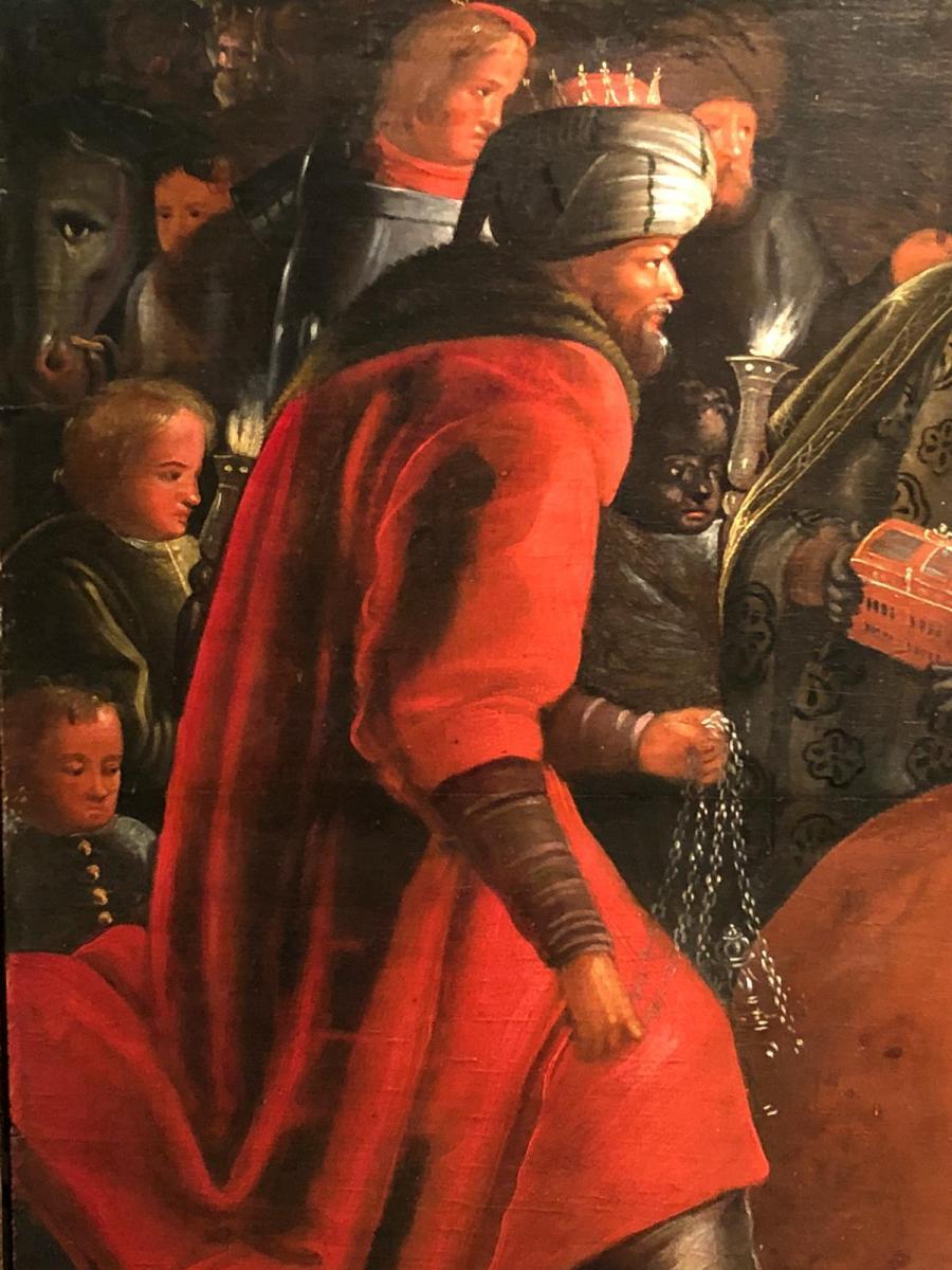 Belgian 16th Century an Antique Painting Representing the Adoration of the Magi