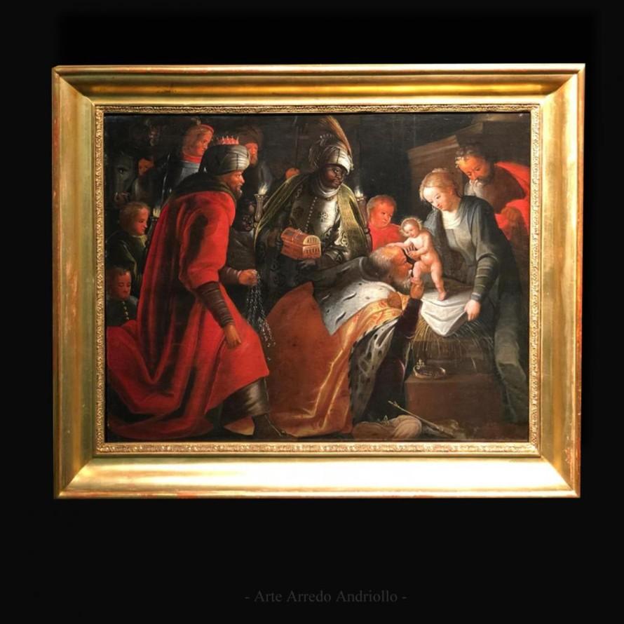 Ein antikes Gemälde aus dem 16. Jahrhundert, das die Schmückung der Magien darstellt im Zustand „Gut“ in Badia Polesine, Rovigo