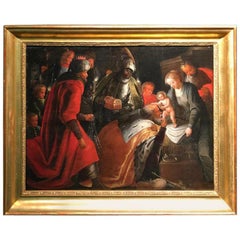 16th Century an Antique Painting Representing the Adoration of the Magi