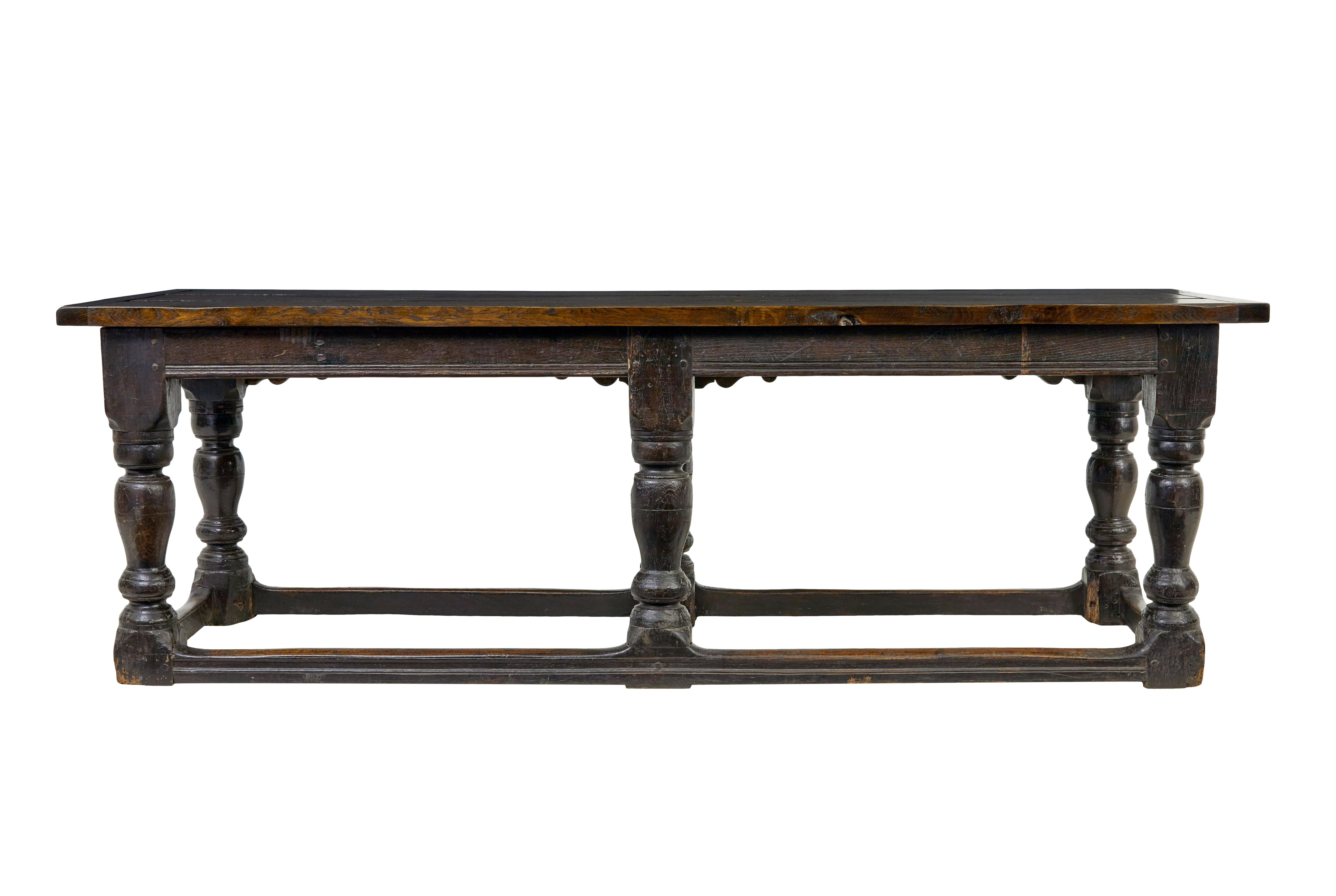 Carved 16th century and later Elizabethan solid oak refectory table